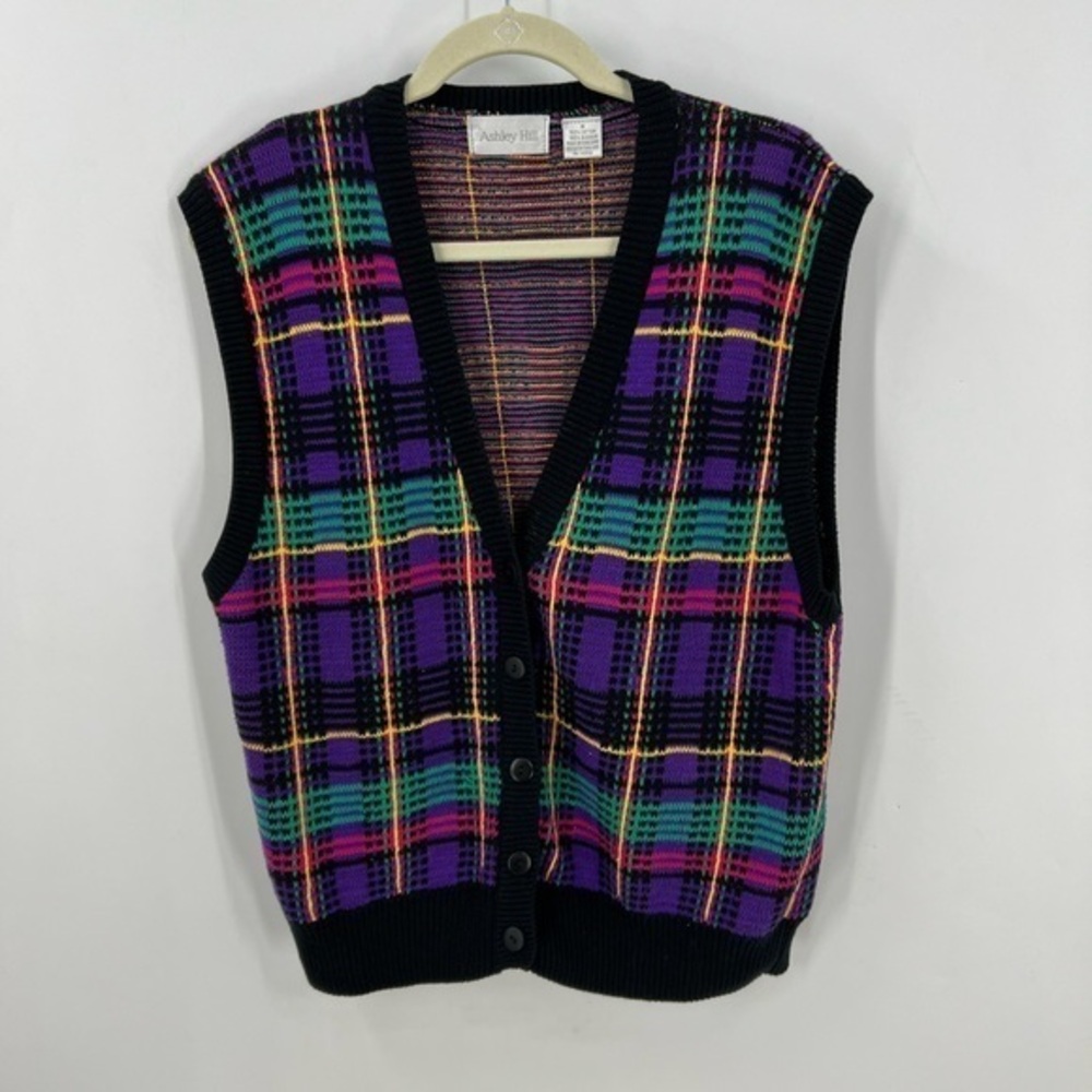 Ashley Hill vintage grannycore Boho  100% cotton plaid button front swea…